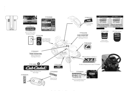 Label Map Diagram and Parts List for XT1-LT46EFI (13A9A1CN009)(2017) Cub Cadet Lawn Tractor